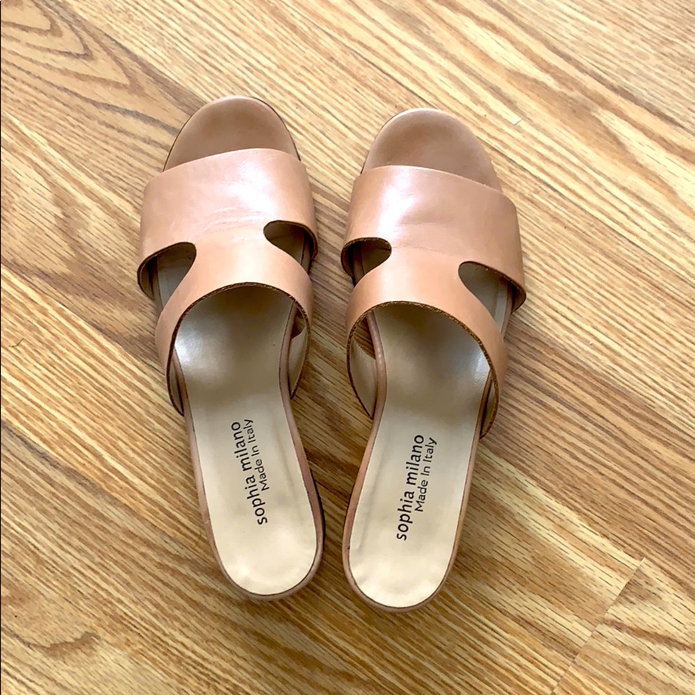 Tan slip on Sandals